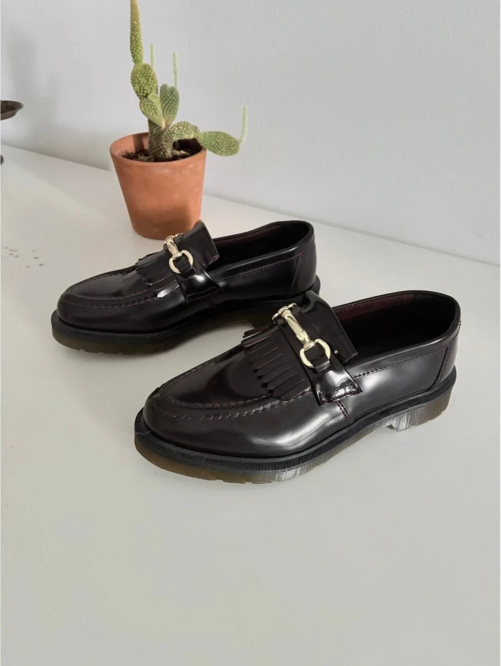NEW Dr. Martens Loafers Adrian Snaffle Smooth Leather Kiltie Cherry Red M: 7 W:8